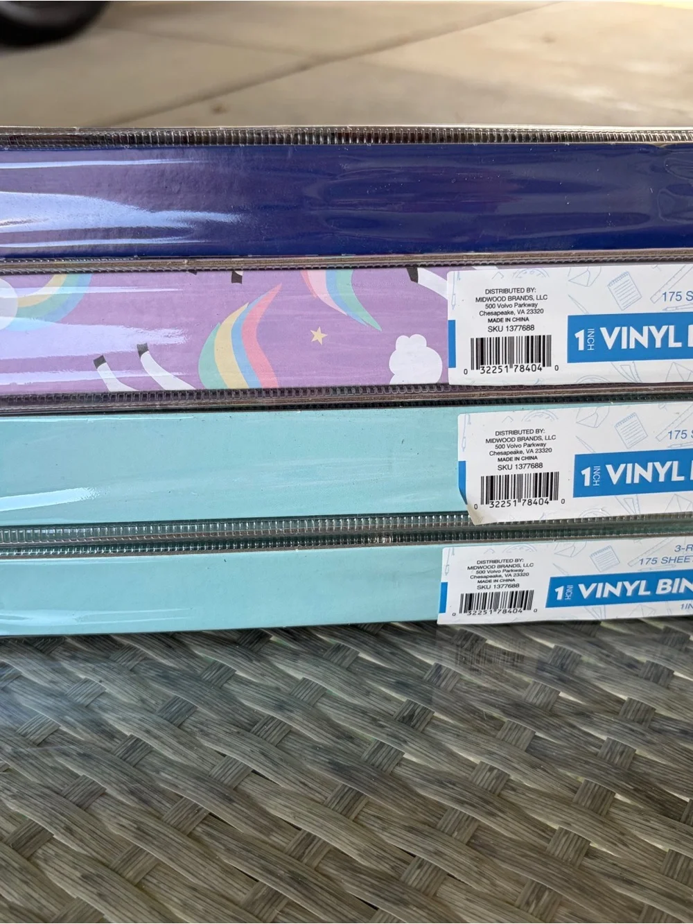Unicorn & Think Happy Thoughts 3 Ring Binders Bundle Of FOUR NWT
